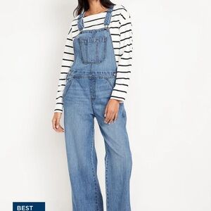 NWT Old Navy Blue Baggy Wide-Leg Jean Overalls